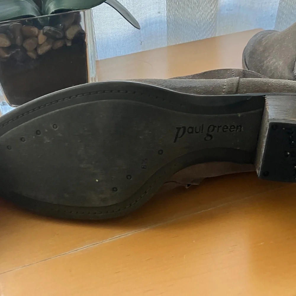 Paul Green Women's Gray Suede Ankle Boots Leather Zipper Heeled Size UK 6.5 US 9